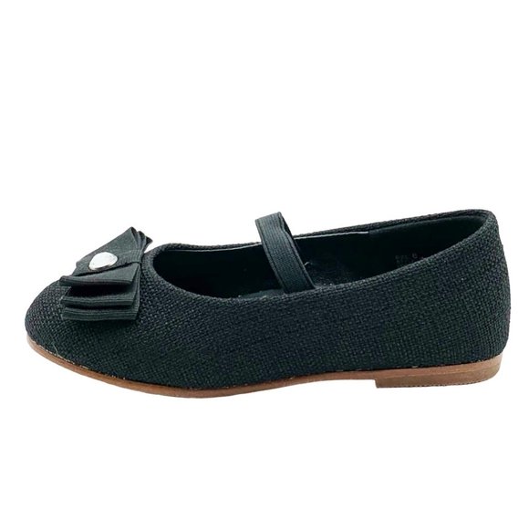L'Amour Flat With Rhinestone and Bow Toddler 10, Black - Picture 3 of 9